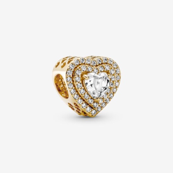 Sparkling Leveled Hearts Charm Pandora CA Gold