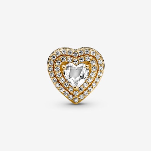 Sparkling Leveled Hearts Charm Pandora CA Gold