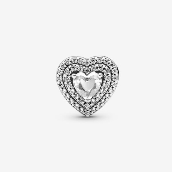 Sparkling Leveled Hearts Charm Pandora CA Sterling Silver