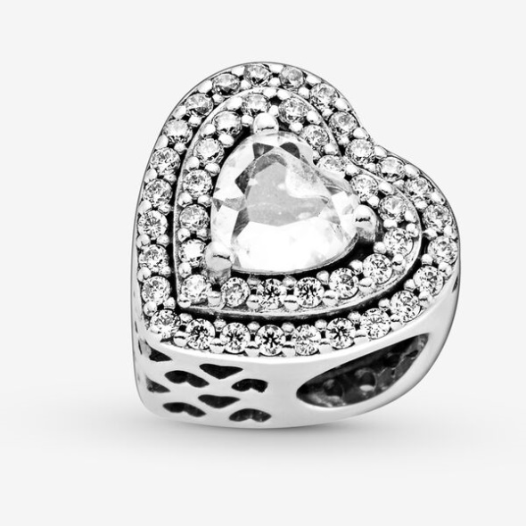 Sparkling Leveled Hearts Charm Pandora CA Sterling Silver