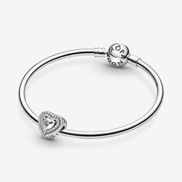 Sparkling Leveled Hearts Charm Pandora CA Sterling Silver