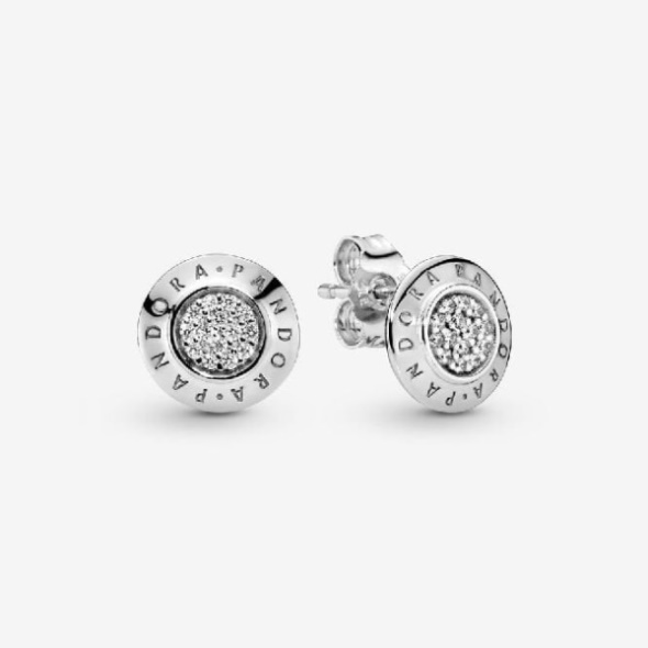 Sparkling Logo Stud Earrings Pandora CA