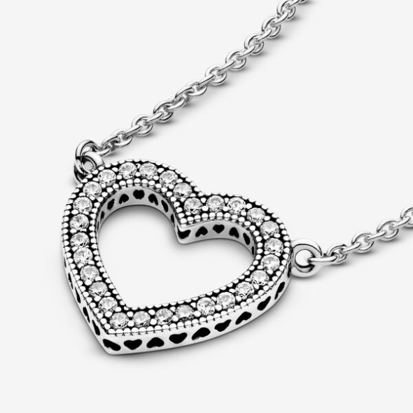 Sparkling Open Heart Necklace Pandora CA