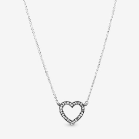 Sparkling Open Heart Necklace Pandora CA