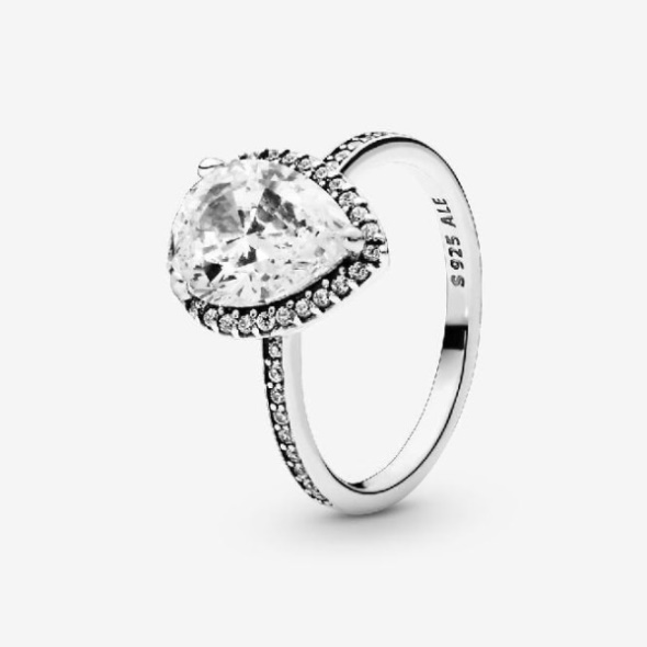 Sparkling Pandora CA Teardrop Halo Ring