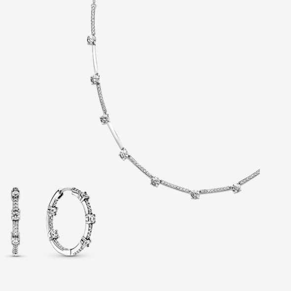 Sparkling Pave Bars Earring And Necklace Set Pandora CA