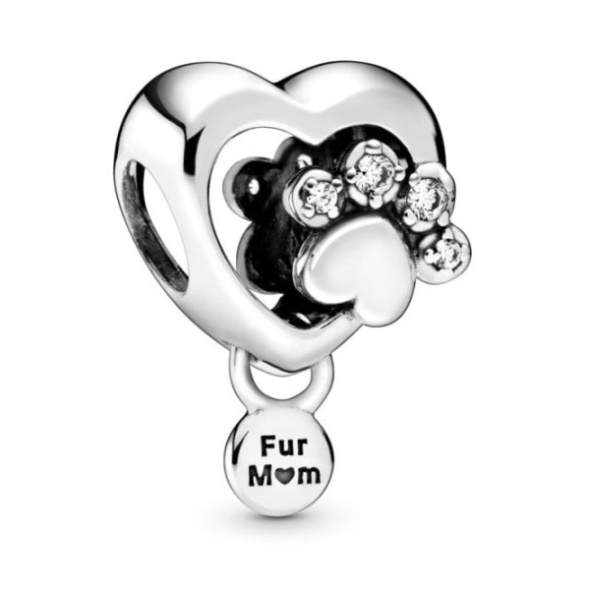 Sparkling Paw Print  Heart Charms Pandora CA