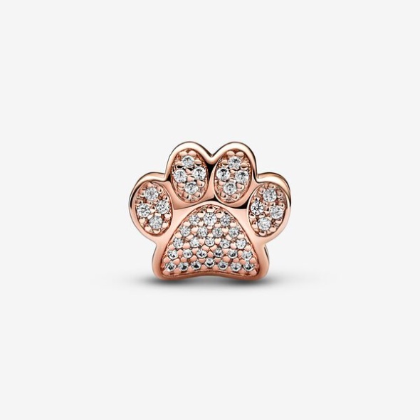 Sparkling Paw Print Charm Pandora CA Rose Gold Plated