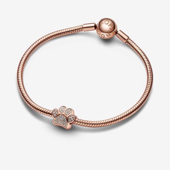 Sparkling Paw Print Charm Pandora CA Rose Gold Plated