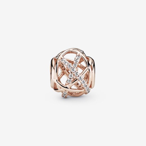 Sparkling Polished Lines Charm Pandora CA Rose Gold Plated