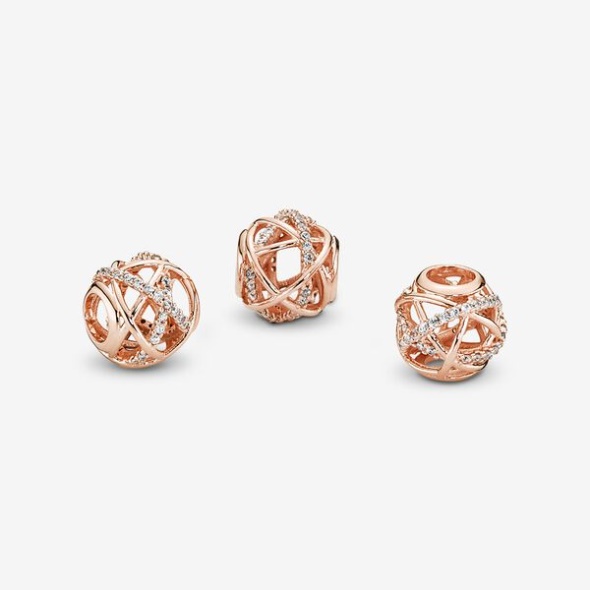 Sparkling Polished Lines Charm Pandora CA Rose Gold Plated