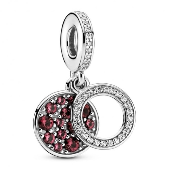 Sparkling Red Disc Double Dangle Charms Pandora CA