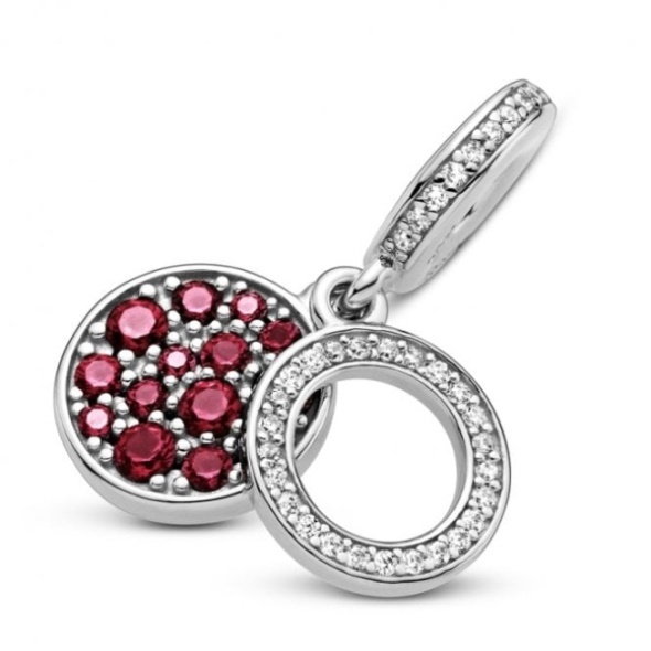 Sparkling Red Disc Double Dangle Charms Pandora CA
