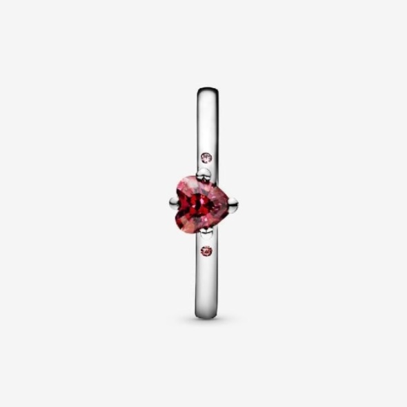 Sparkling Red Pandora CA Heart Ring