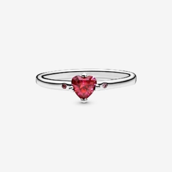 Sparkling Red Pandora CA Heart Ring