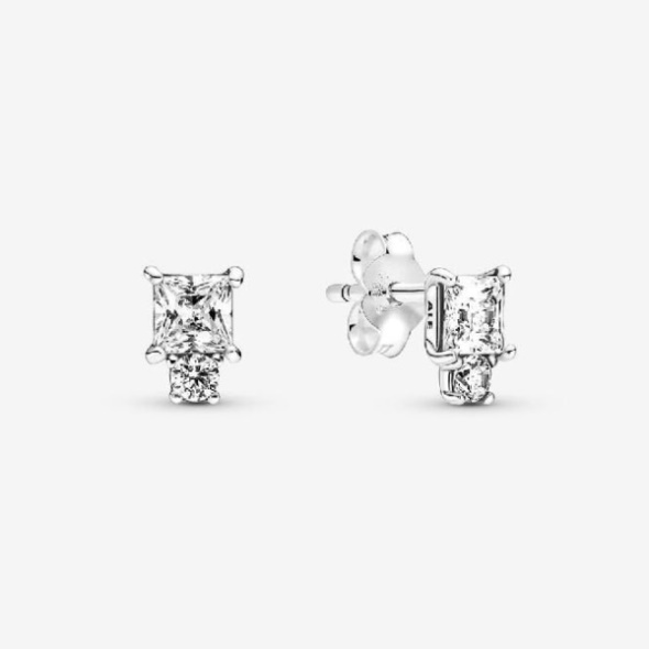 Sparkling Round  Square Earrings Pandora CA