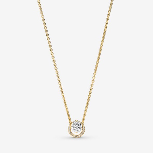 Sparkling Round Halo Pendant Collier Necklace Pandora CA