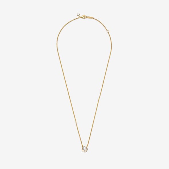 Sparkling Round Halo Pendant Collier Necklace Pandora CA