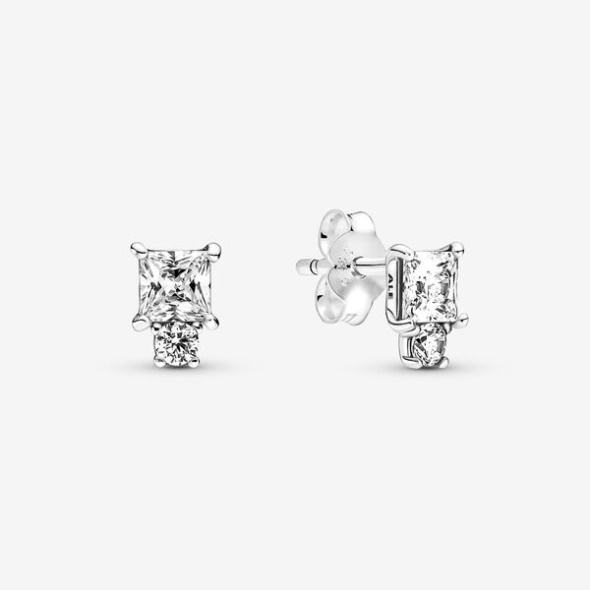 Sparkling Round Square Earrings Pandora CA