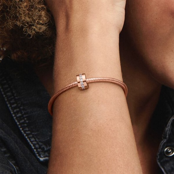 Sparkling Row Spacer Charm Pandora CA Rose Gold Plated