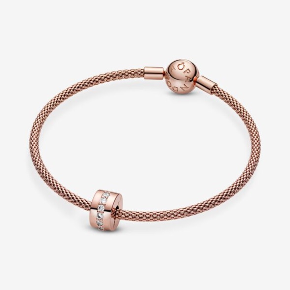 Sparkling Row Spacer Charm Pandora CA Rose Gold Plated