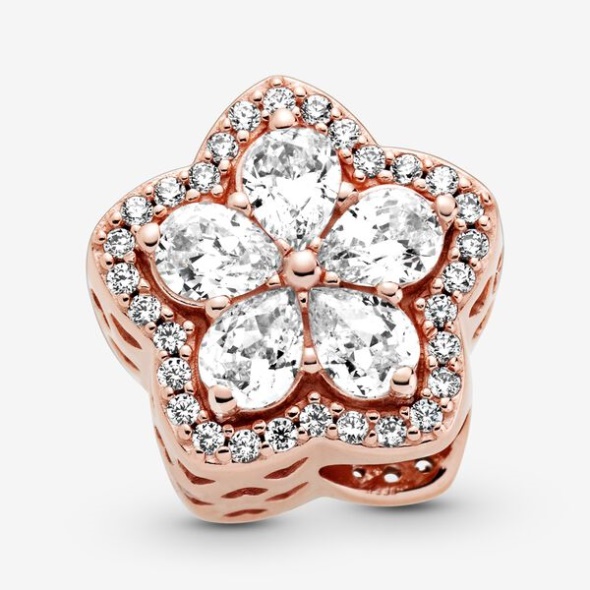 Sparkling Snowflake Pave Charm Pandora CA Rose Gold Plated