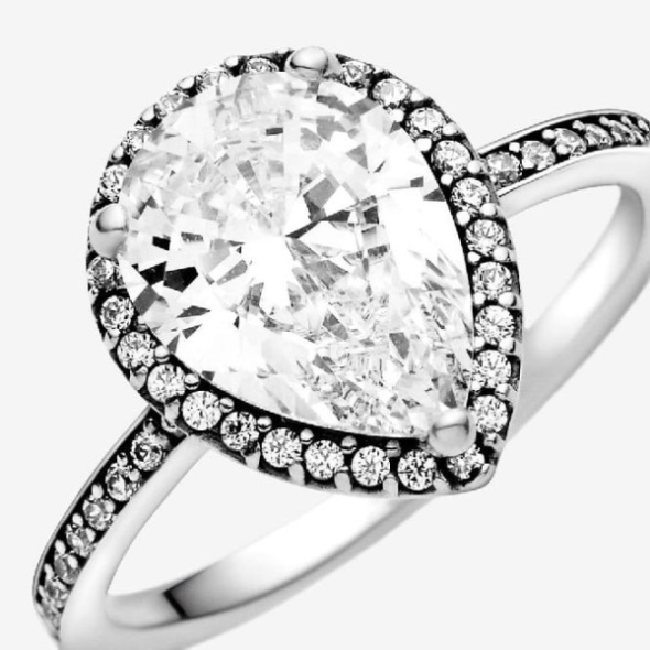 Sparkling Teardrop Halo Fashion Ring Pandora CA