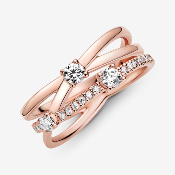 Sparkling Triple Band Ring Pandora CA Rose Gold Plated