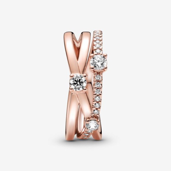 Sparkling Triple Band Ring Pandora CA Rose Gold Plated