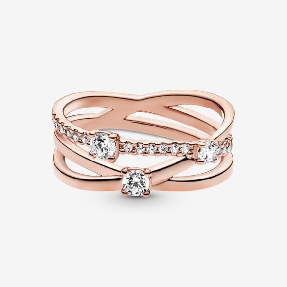 Sparkling Triple Band Ring Pandora CA Rose Gold Plated