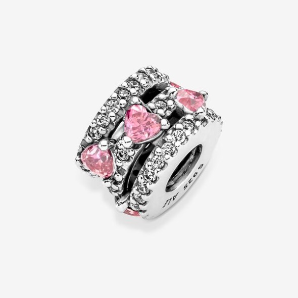 Sparkling Triple Halo Hearts Charm Pandora CA