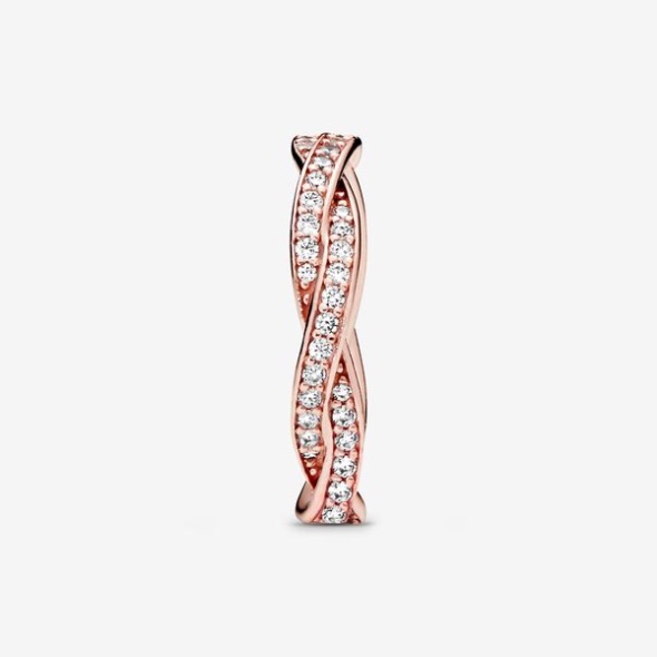 Sparkling Twisted Lines Ring Pandora CA Rose Gold Plated