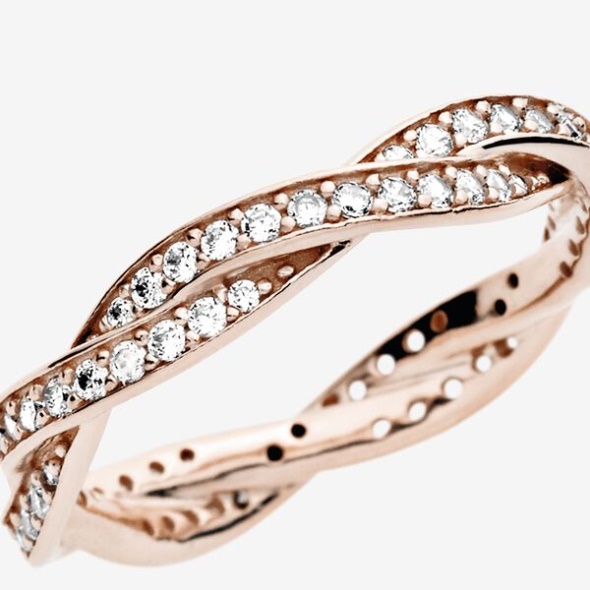 Sparkling Twisted Lines Ring Pandora CA Rose Gold Plated