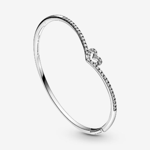 Sparkling Wishbone Heart Bangle Pandora CA