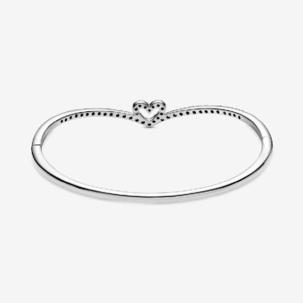 Sparkling Wishbone Heart Bangle Pandora CA