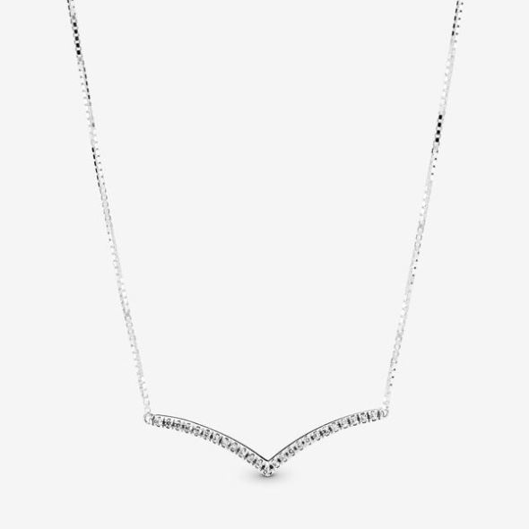 Sparkling Wishbone Necklace Pandora CA