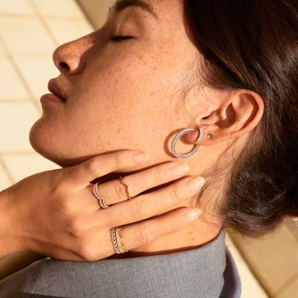 Sparkling Wishbone Ring Pandora CA Gold Plated