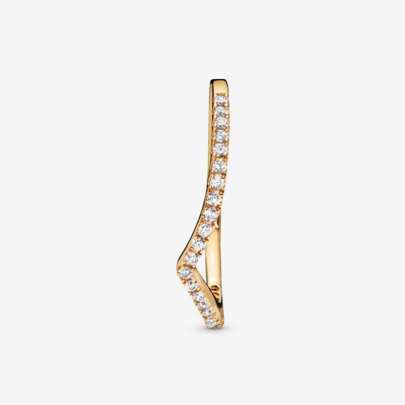 Sparkling Wishbone Ring Pandora CA Gold Plated