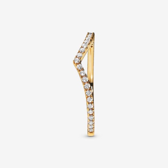 Sparkling Wishbone Ring Pandora CA Gold Plated