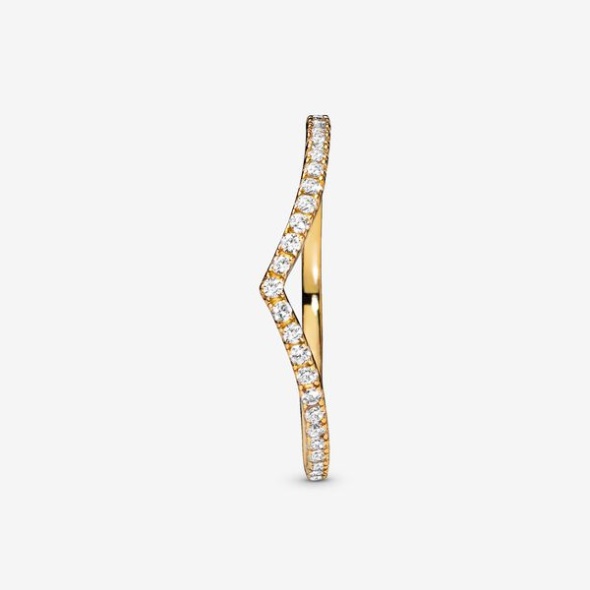 Sparkling Wishbone Ring Pandora CA Gold Plated