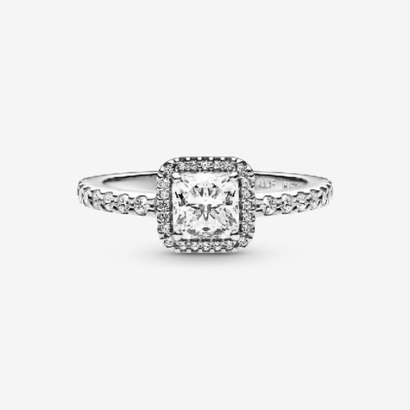 Square Sparkle Halo Ring Brand Pandora CA
