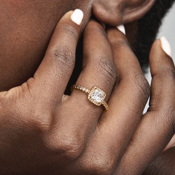 Square Sparkle Halo Ring Pandora CA