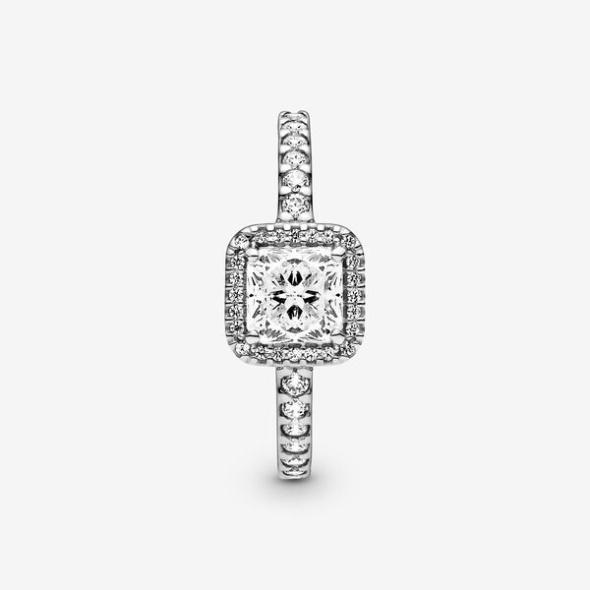 Square Sparkle Halo Ring Pandora CA Sterling Silver
