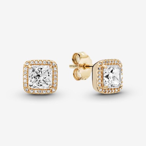 Square Sparkle Halo Stud Earrings Pandora CA