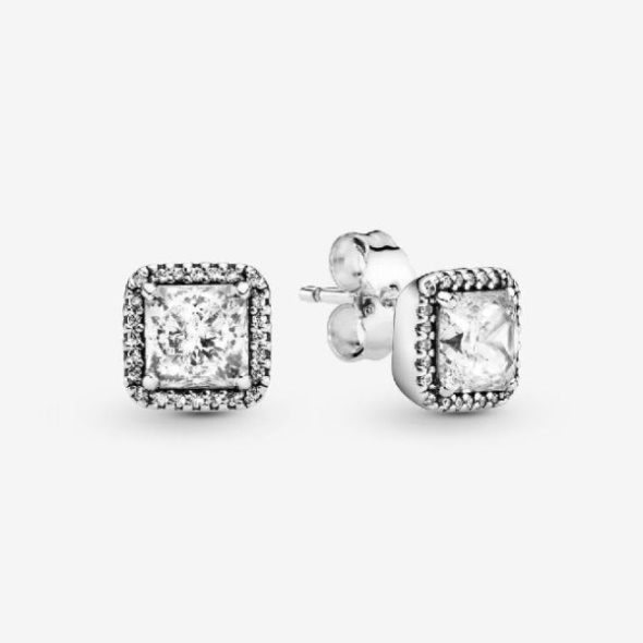 Square Sparkle Halo Stud Earrings Pandora CA