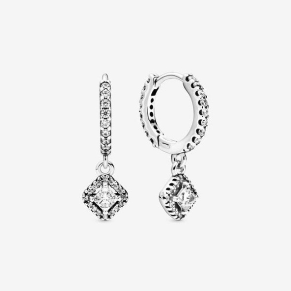 Square Sparkle Hoop Earrings Pandora CA