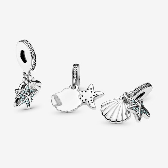 Starfish And Sea Shell Dangle Charm Pandora CA