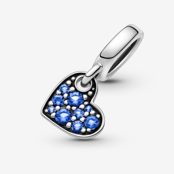 Stellar Blue Pave Tilted Heart Dangle Charm Pandora CA