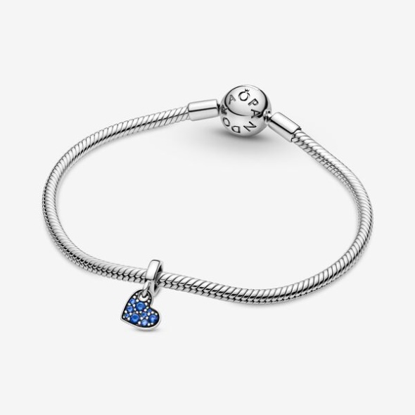 Stellar Blue Pave Tilted Heart Dangle Charm Pandora CA