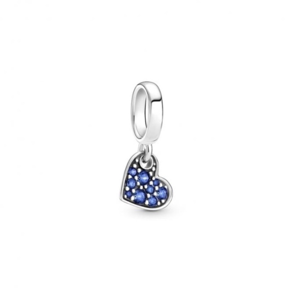 Stellar Blue Pave Tilted Heart Dangle Charms Pandora CA